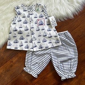 NWT Vintage New Potatoes 2-Piece Sleeveless Nautical Sailboat Outfit